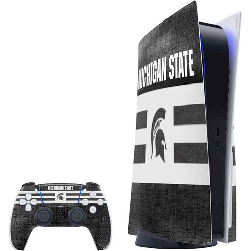 Michigan State University Black and White Stripes PlayStation PS5 Skins